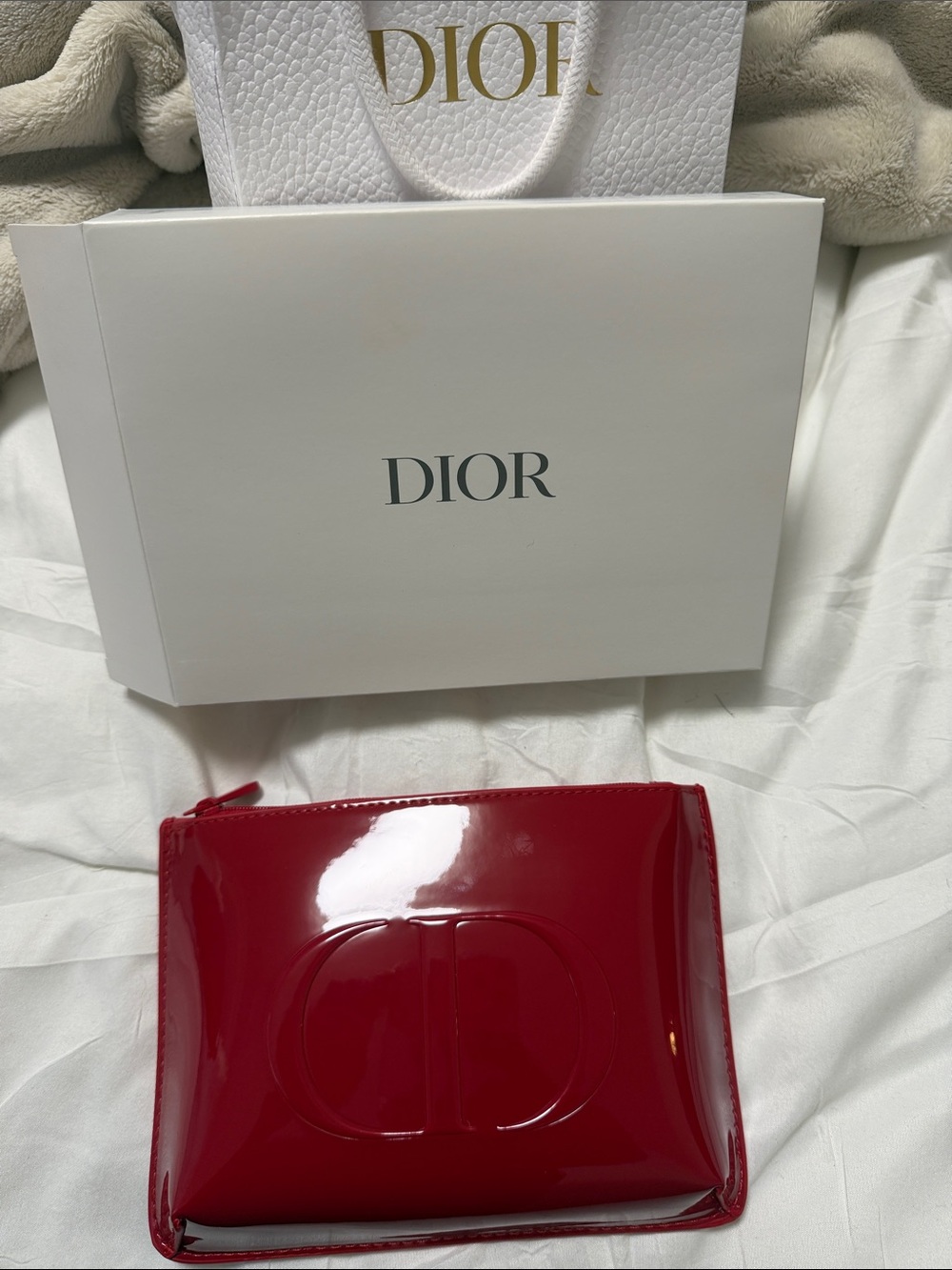 Dior Glossy Patent Pouch in Bright Red